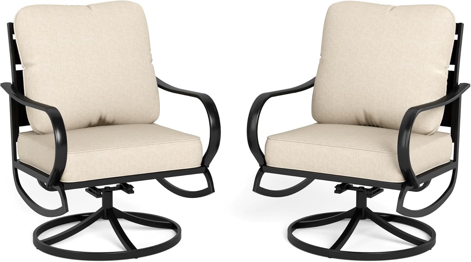 Patio Furniture Chair Set for 2 with 2 Swivel Padded Sofa Chair S904