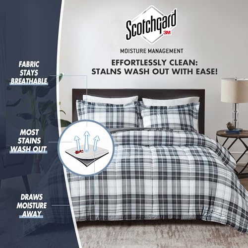 Black King 3 Piece Plaid Comforter Set F482