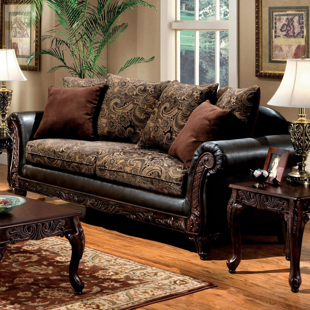 Traditional Brown & Espresso Living Room Set 6pcs G837