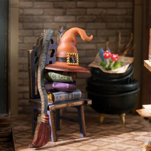 DIY Dollhouse Miniature Wooden Furniture Kit with Dust Proof Cover and Music Box H214975