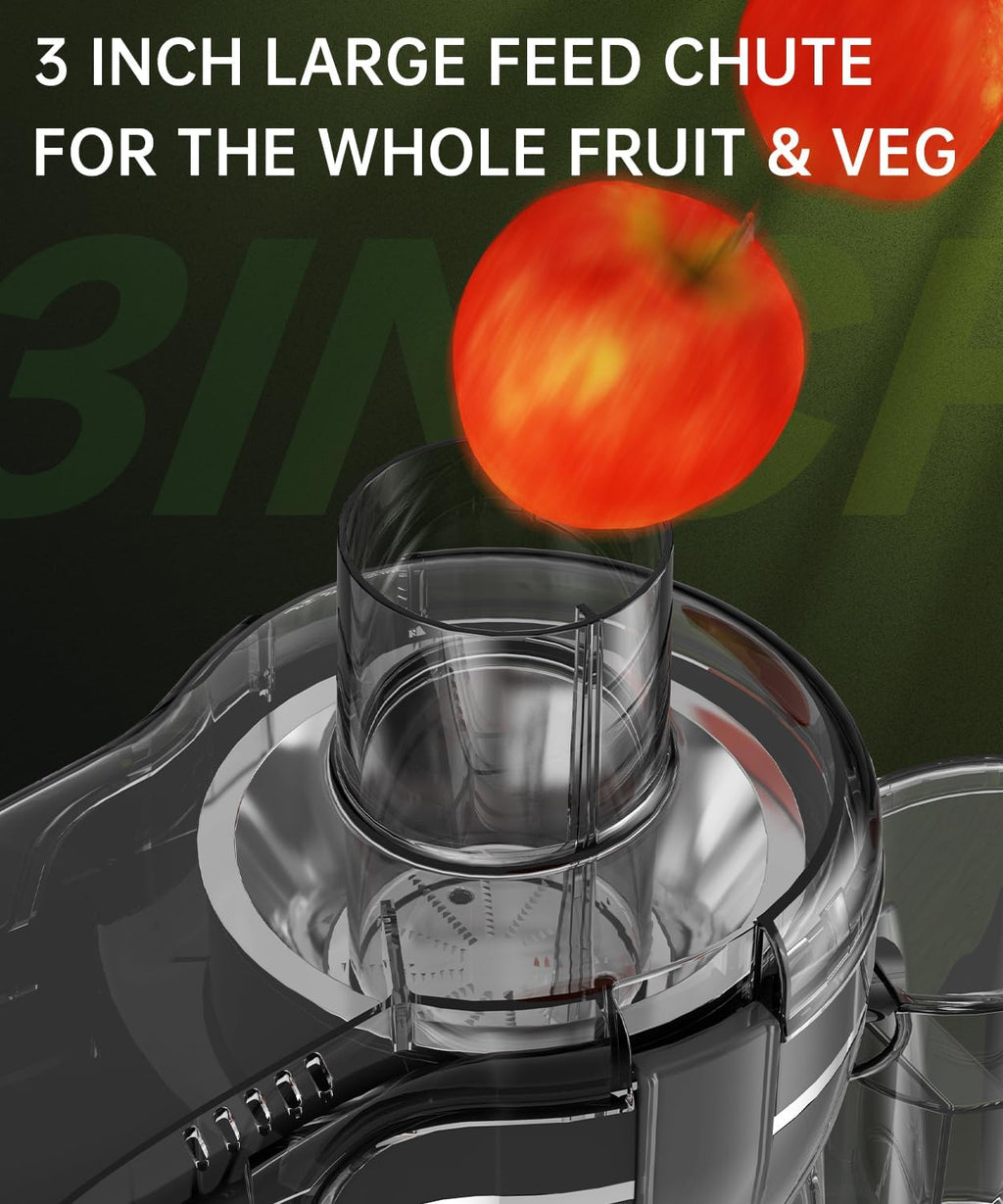 500W Stainless Steel Juicer with 3 Inch Wide Chute E538