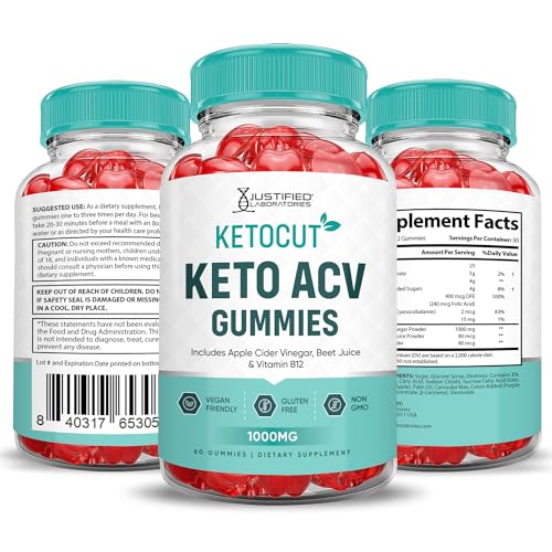 Keto ACV Gummies 1000MG Apple Cider Vinegar with Pomegranate Beet Juice Powder B12 Vegan Non GMO 60 Gummies V233343