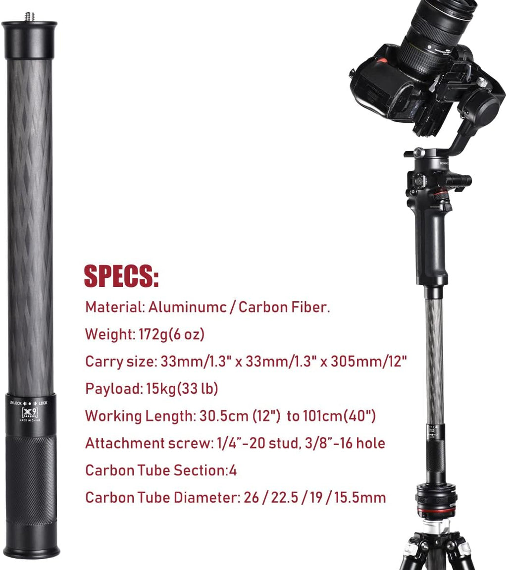 4 Section Carbon Fiber Extension Pole with 1/4 Screw Mount J347391