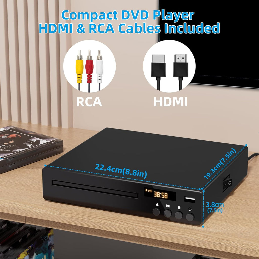Compact DVD Player with USB Input and HDMI/RCA Output V960