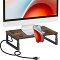Monitor Stand Riser with Charging, Adjustable Computer Desk Organizer with Phone Holder H132