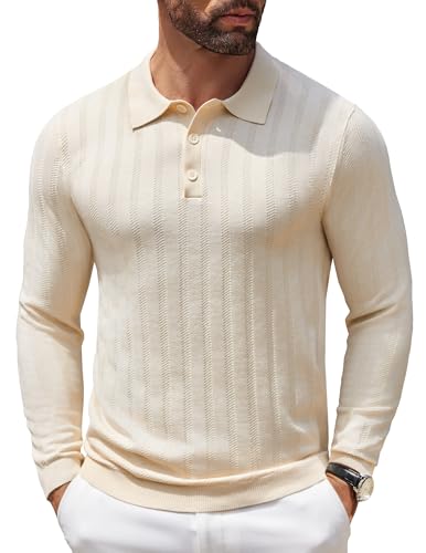 Men's Knit Long Sleeve Polo Shirt E765804