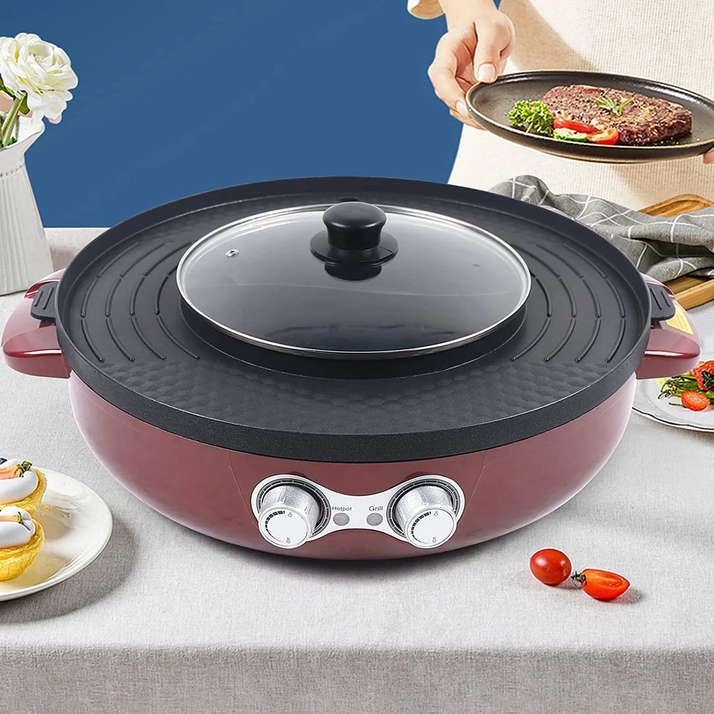 2 in 1 Electric Smokeless BBQ Grill and Hot Pot, 3.6L 2200W D28259