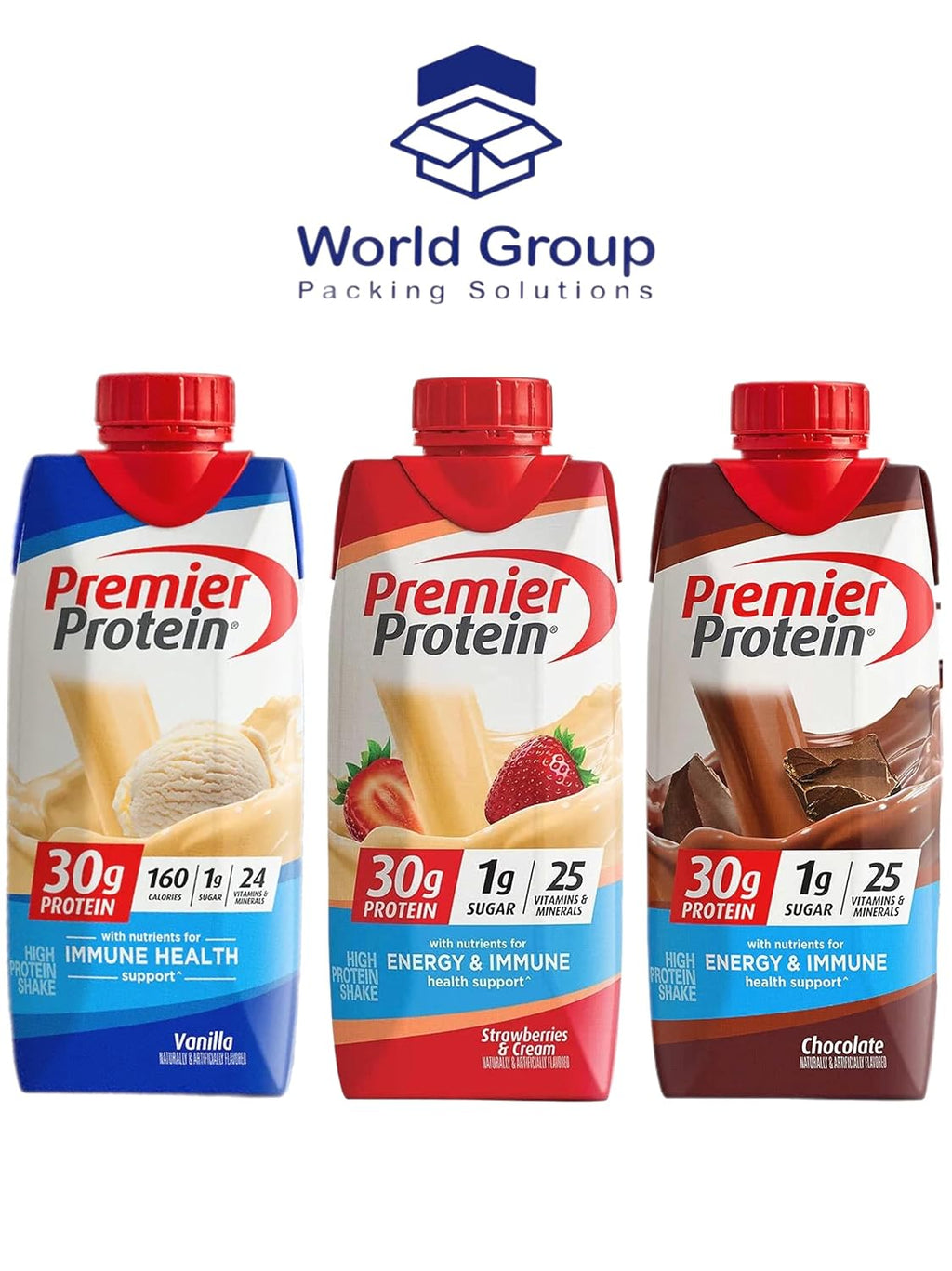 Strawberry Cream, Chocolate, and Vanilla Variety 11 Fl oz 12pk Protein Shake N5823