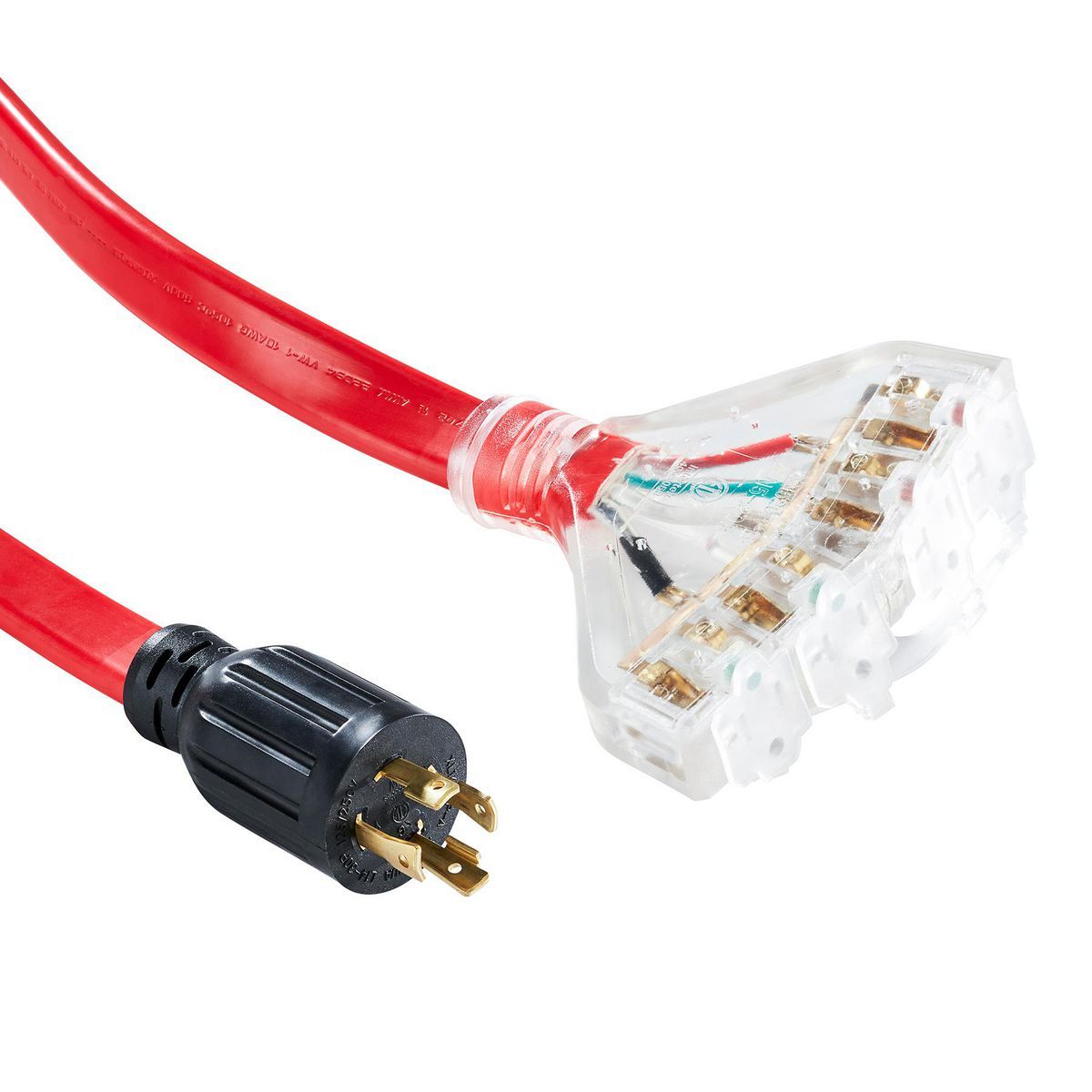 25 ft 30 Amp 125/250V Flat 4-Outlet L14-30 Generator Extension Cord R5901
