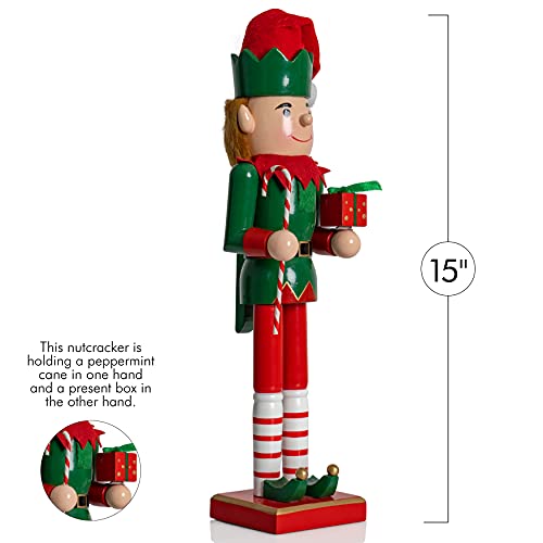 Red and Green Wooden Nutcracker 15" C971827