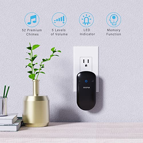 Door Chime with 500ft Operating Range 52 Chime Adjustable Volume Mute Mode LED Indicators N197719