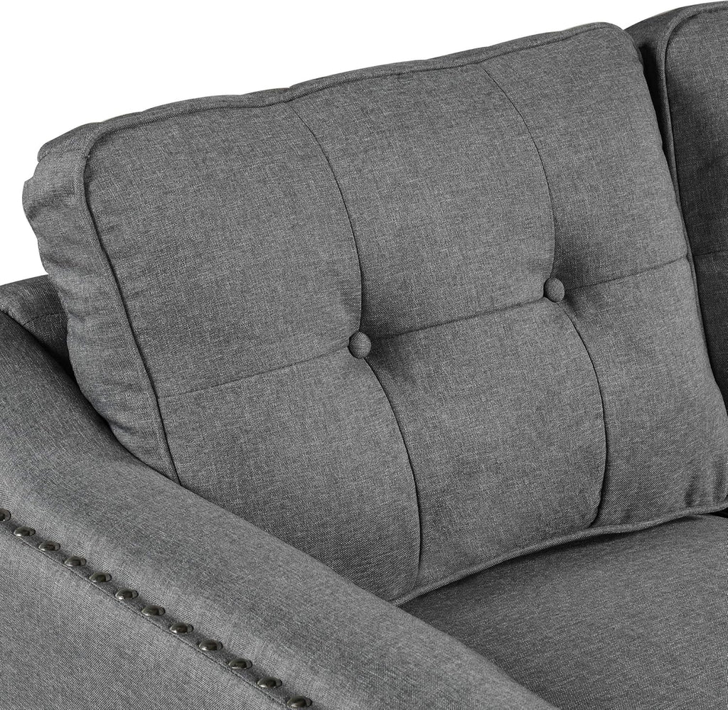 Retro Gray Linen Fabric 3 Piece Sofa Set Q666