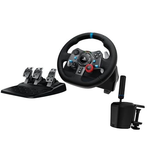 Black Leather Racing Wheel and Floor Pedals B724