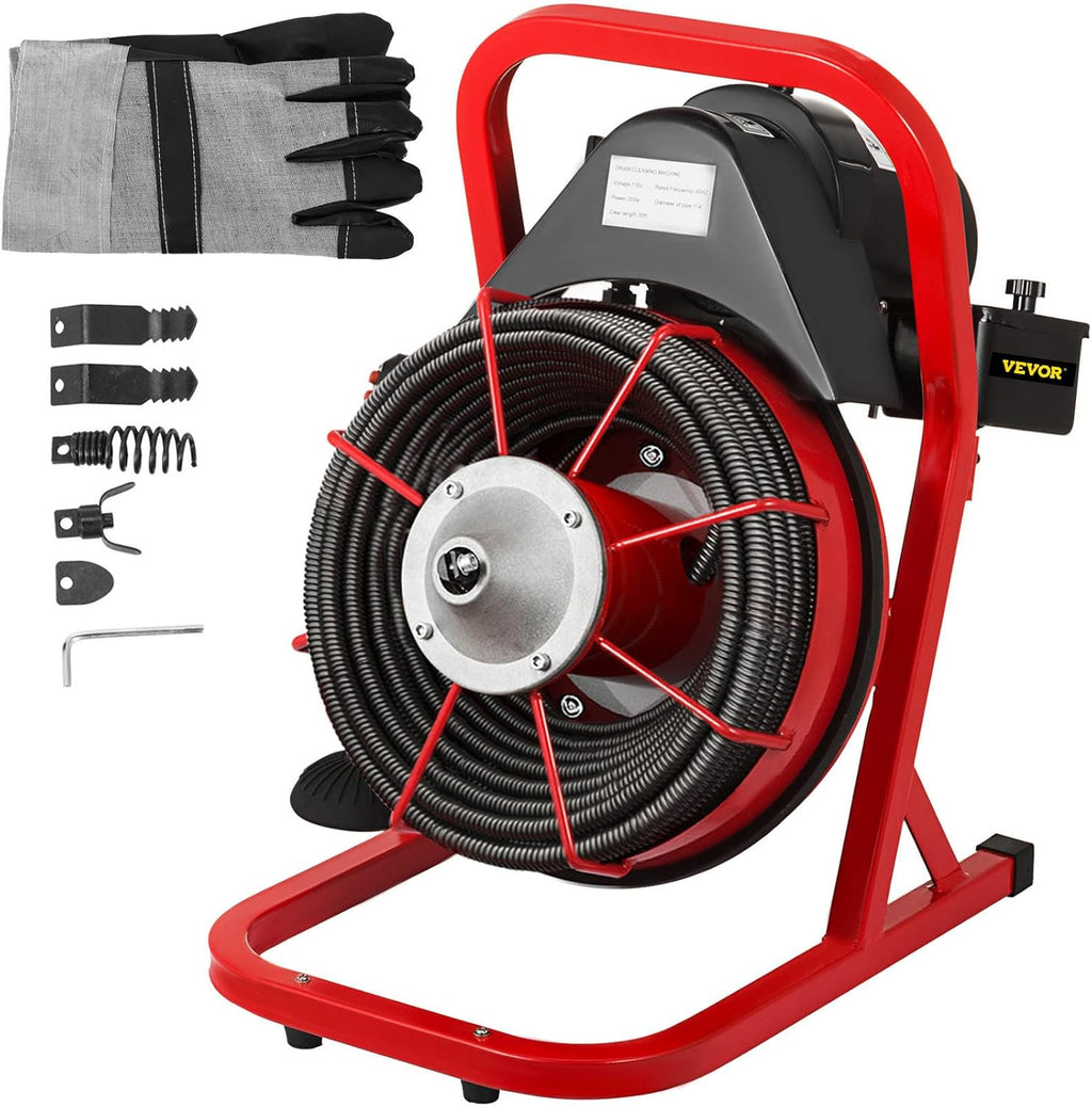 50 Ft x 1/2 Inch Drain Cleaning Machine with 4 Cutters E540
