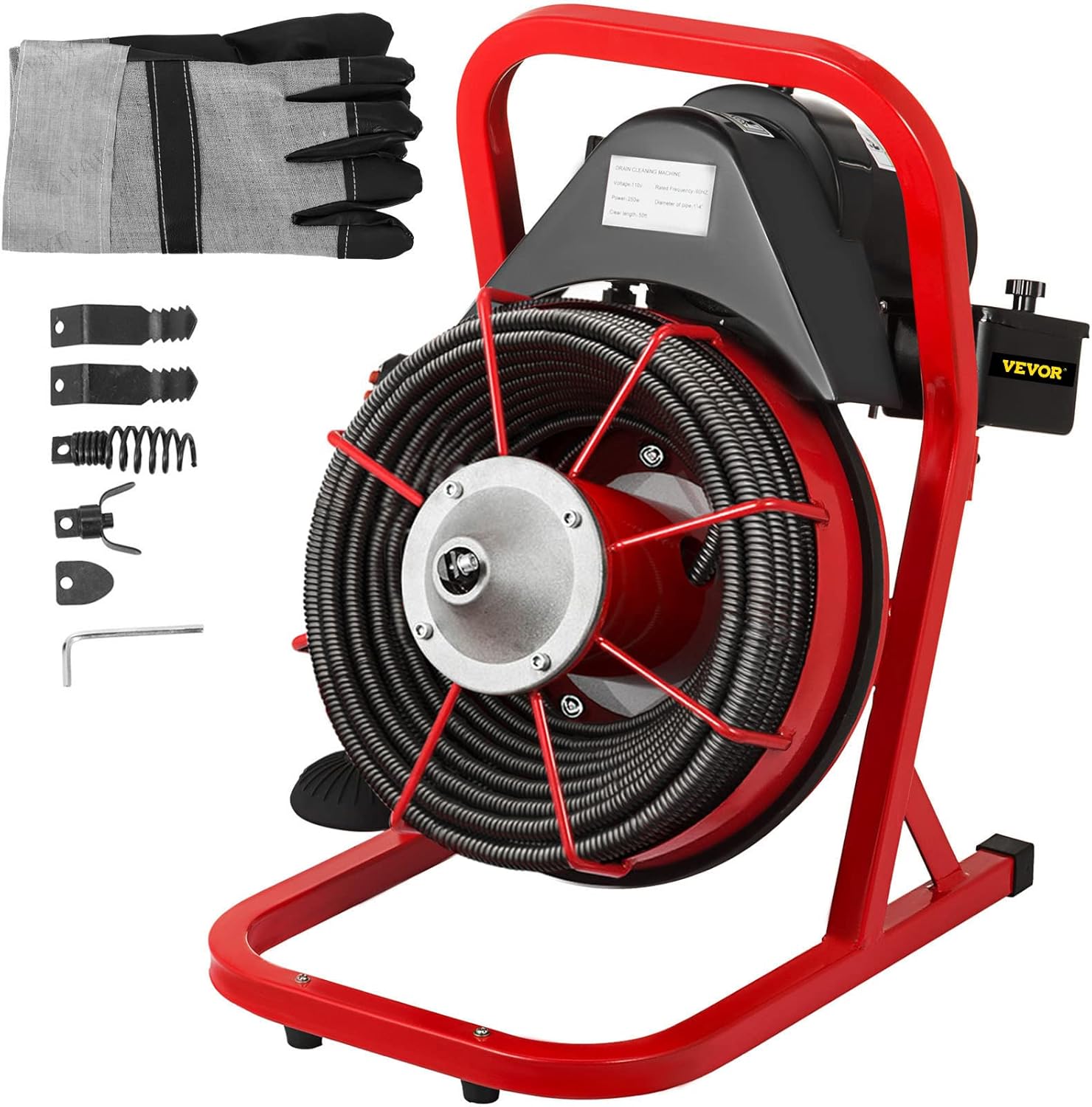 50 Ft x 1/2 Inch Drain Cleaning Machine with 4 Cutters E540