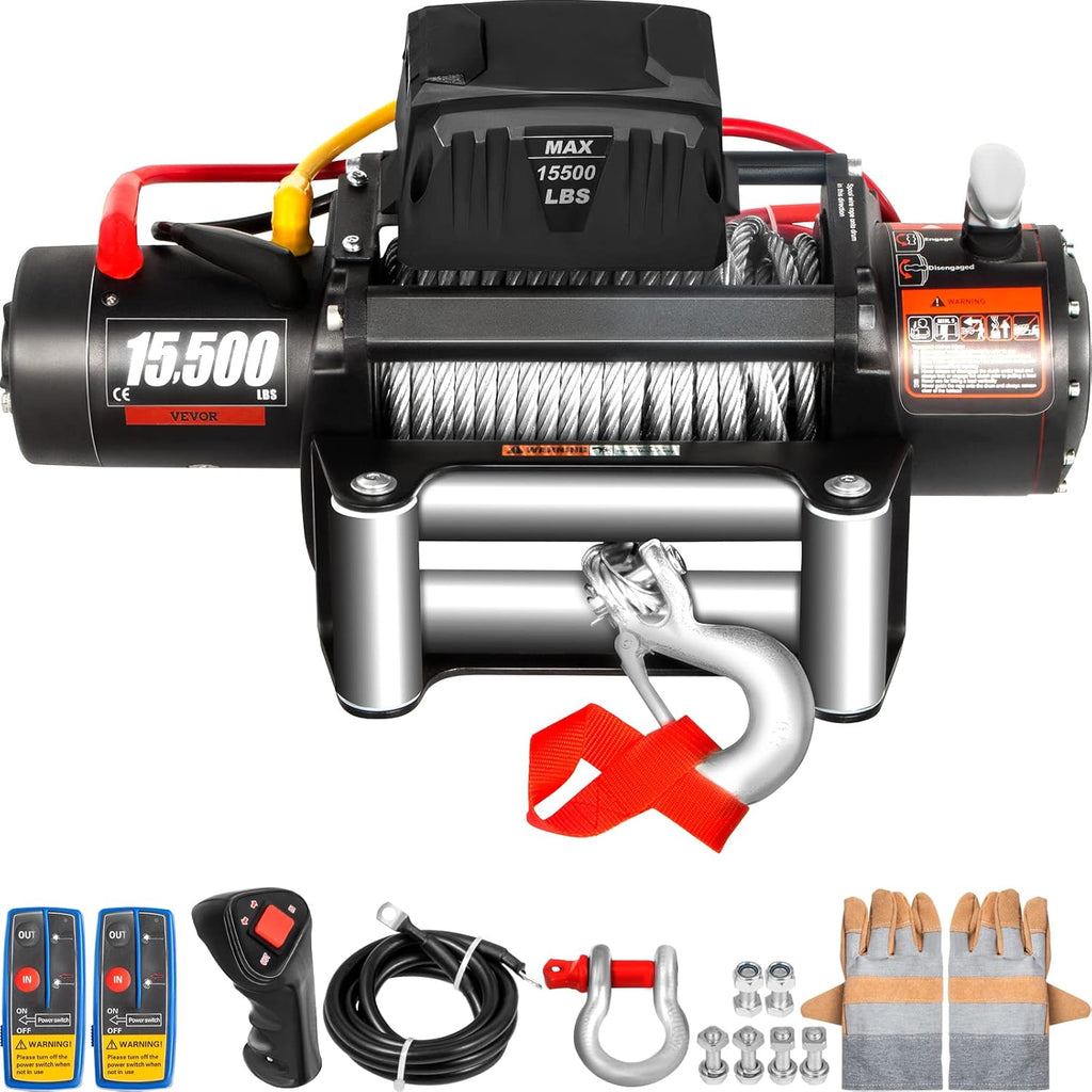 15500lb Electric Winch with 93.5ft Steel Cable 12V Wireless Remote Control I715