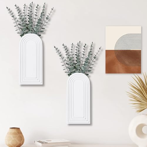 White Wood Wall Vase W642698