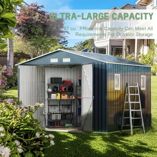 Brown Metal Utility Storage Shed 10 x 12ft F962