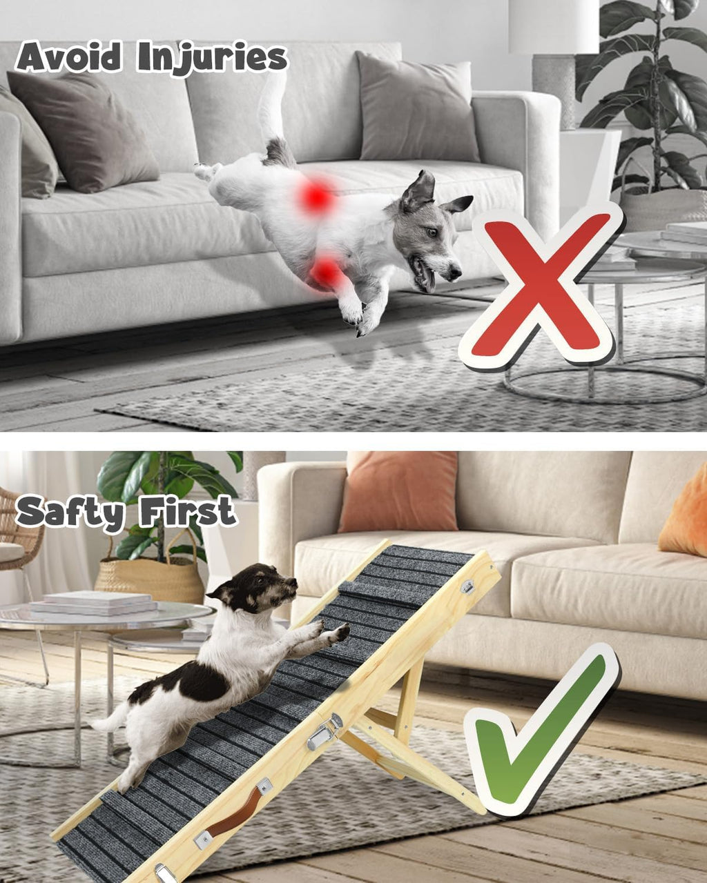 47.2" Long Wooden Folding Pet Ramp with Non-Slip Traction Mat (Grey) C343741