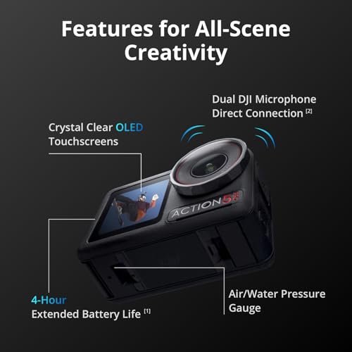 Action Camera 4K with 1/1.3" Sensor, 3 Batteries, Dual OLED Touchscreens P45532