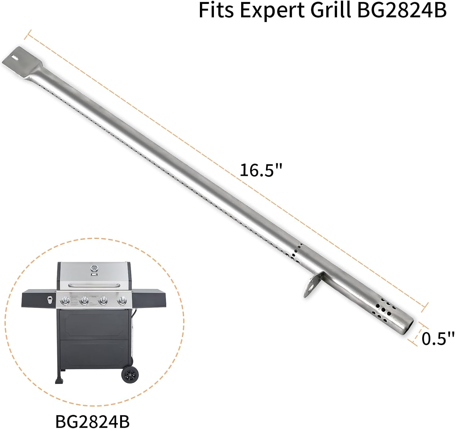 4 Pack 16.5 inch Stainless Steel Grill Burner Replacement O1411