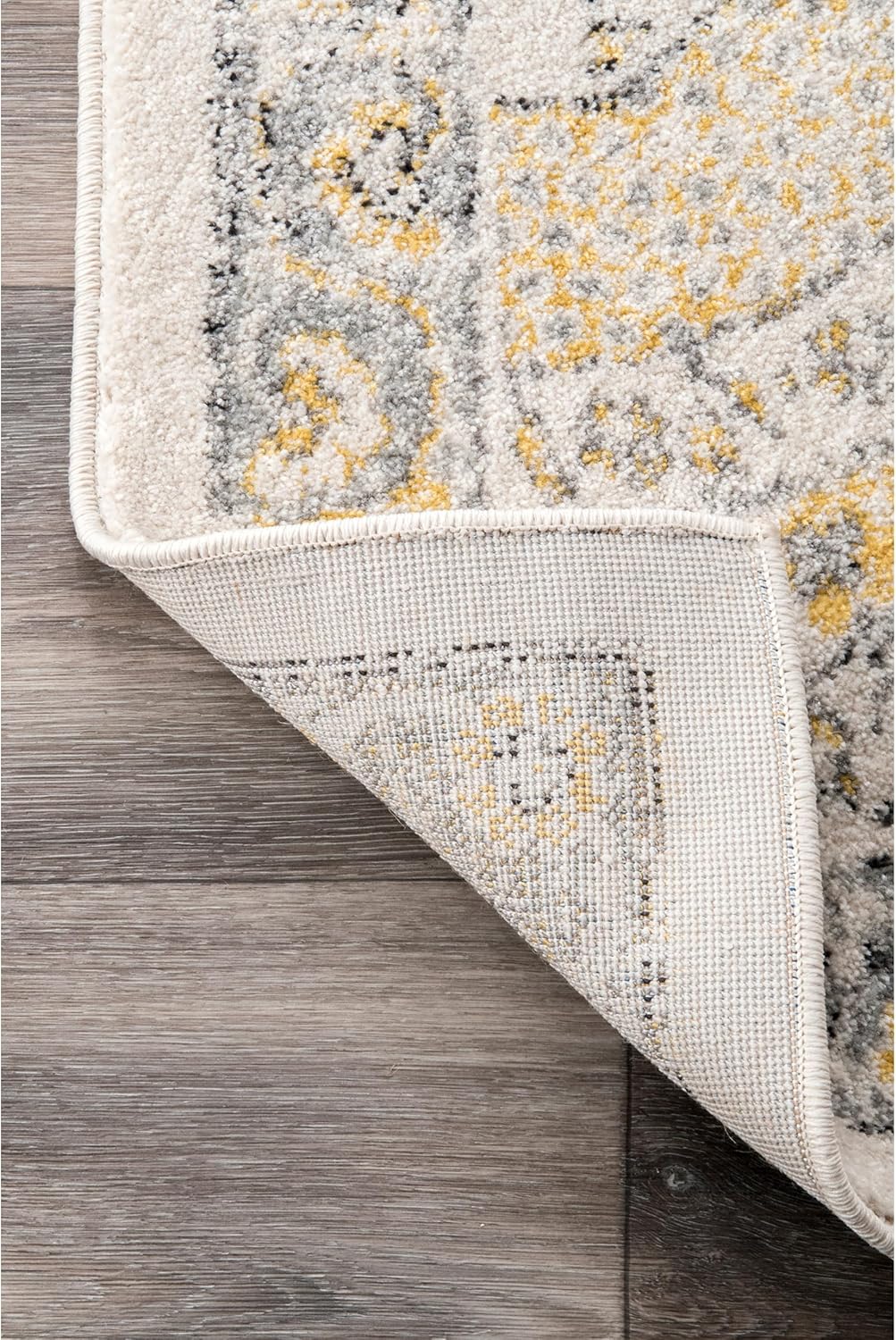 2x10 Runner Rug Gold/Off-White D613
