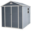 Gray 8' x 6' Outdoor Resin Storage Shed with Lockable Door A73292