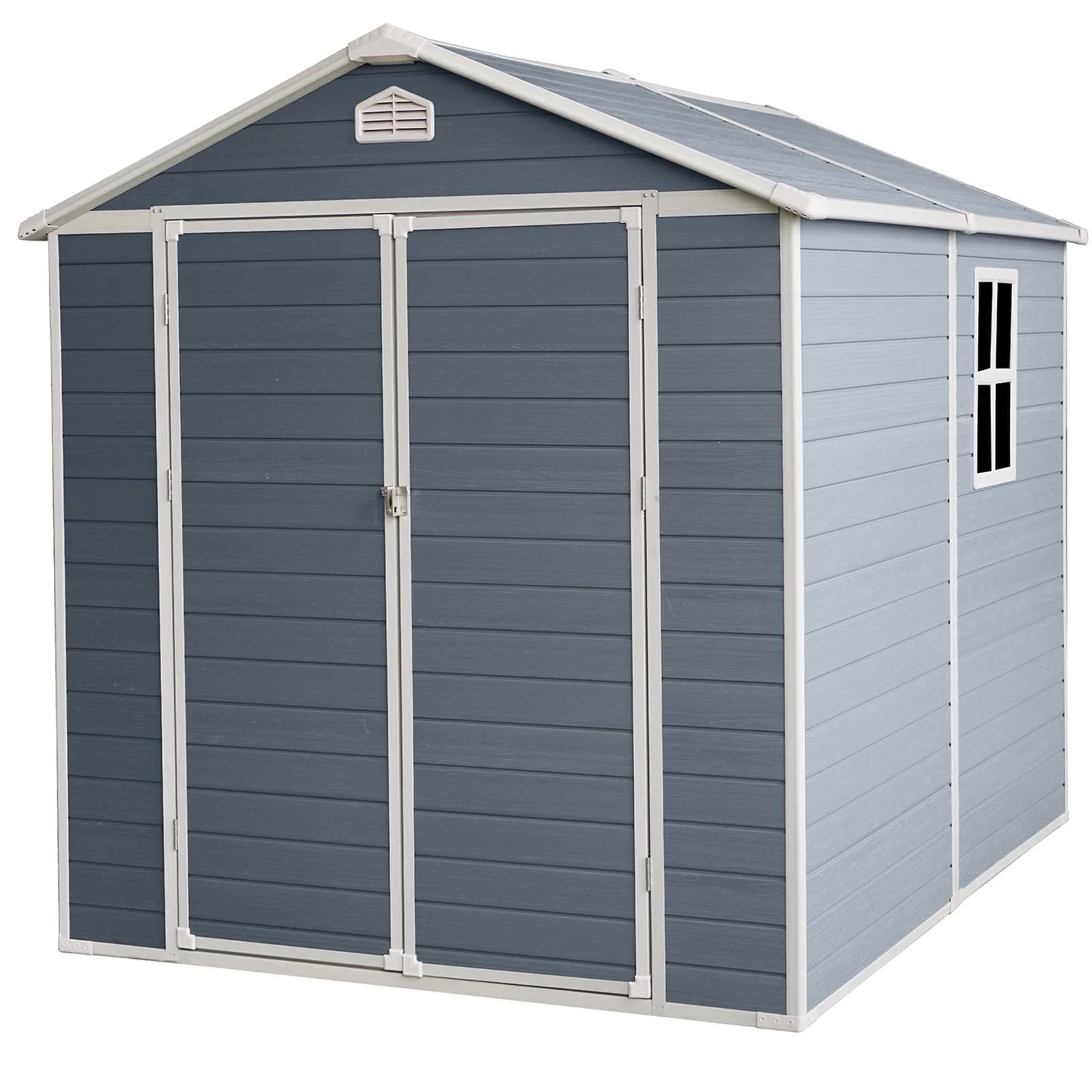 Gray 8' x 6' Outdoor Resin Storage Shed with Lockable Door A73292