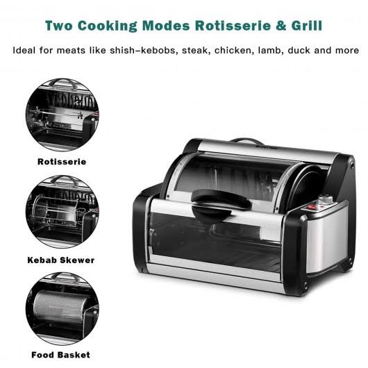 Horizontal Rotating Kebob Skewer Roaster Oven Grill J577
