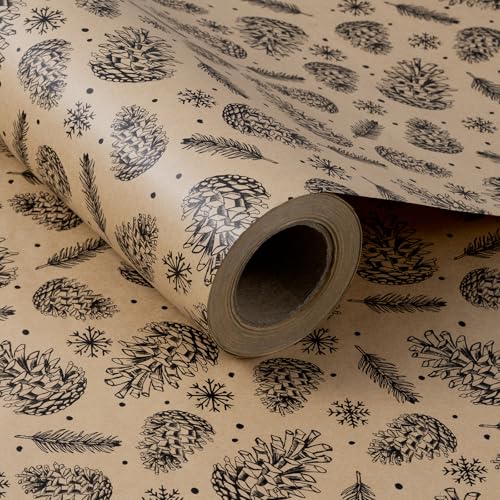 Christmas Wrapping Paper, Jumbo Roll Kraft Paper - Christmas Tree Design - 30 Inches x 100 Feet L8756