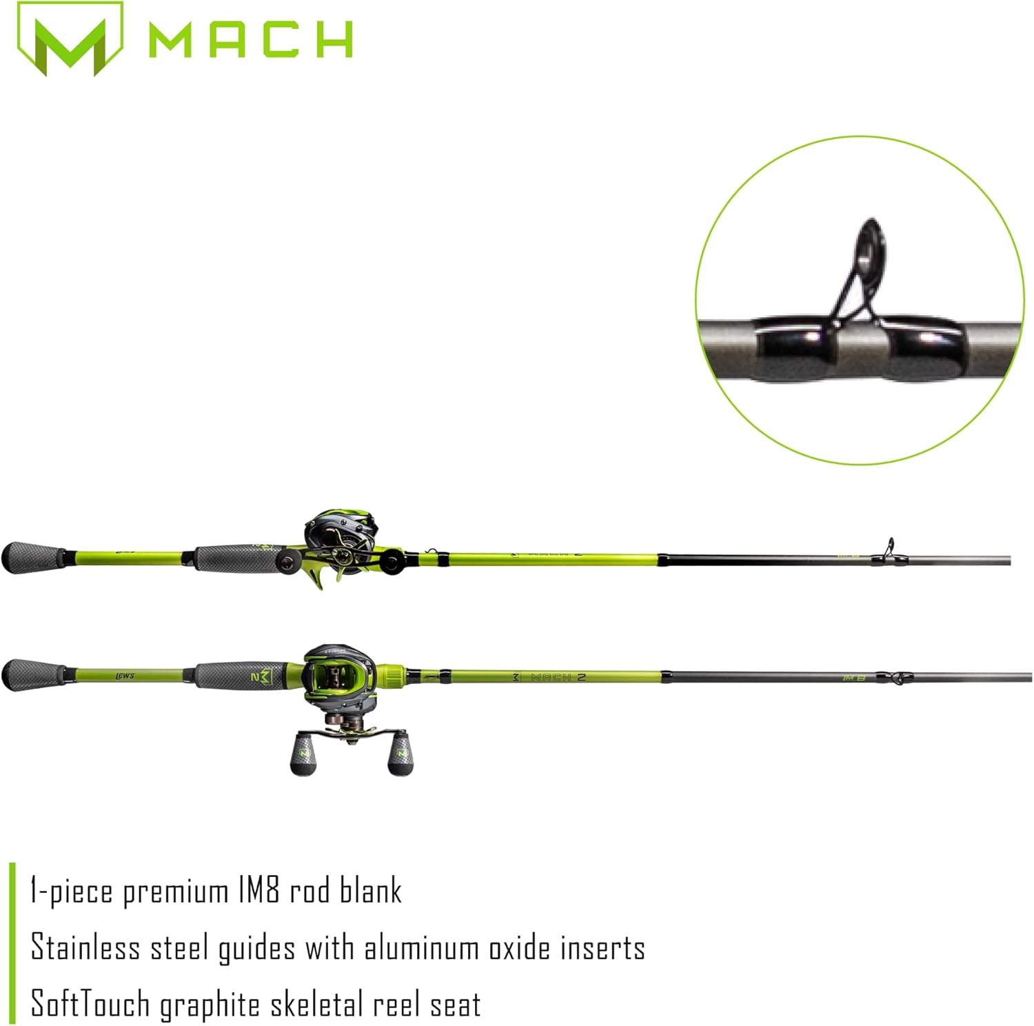 7-Foot 3-Inch 1-Piece IM8 Graphite Fishing Rod and Casting Reel Combo S6008