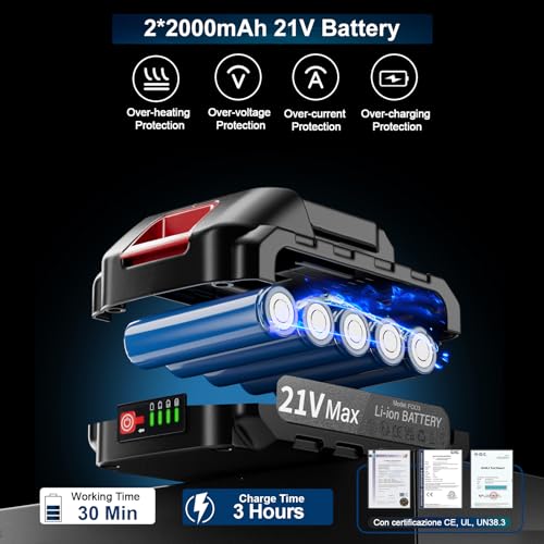 6 Inch Cordless Electric Chainsaw with 2 pcs 2AH Batteries & 3 Replace Chains K967