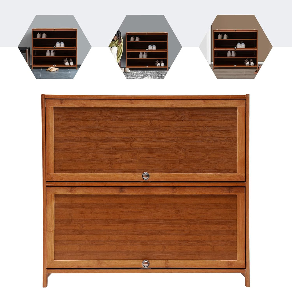 4-Tier Brown Bamboo Shoe Rack A63972
