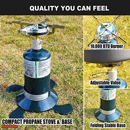 Propane Stove Portable Camping Gas Stove 10,000 BTU Single Adjustable Burner with Carrying Case V6941
