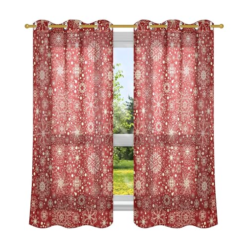 63 Inch Length Winter Snowflakes Pattern 2 Panel Curtains Q89249