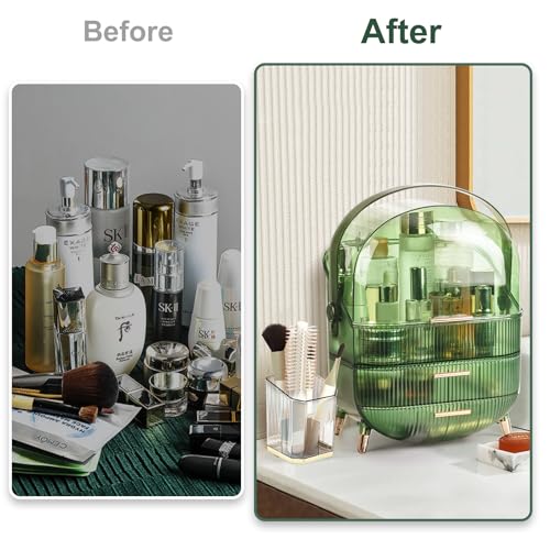 White Makeup Organizer with Lid and Drawers H537