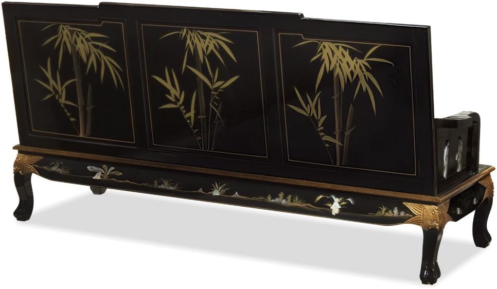Black Lacquer Wooden Sofa Chair U4273