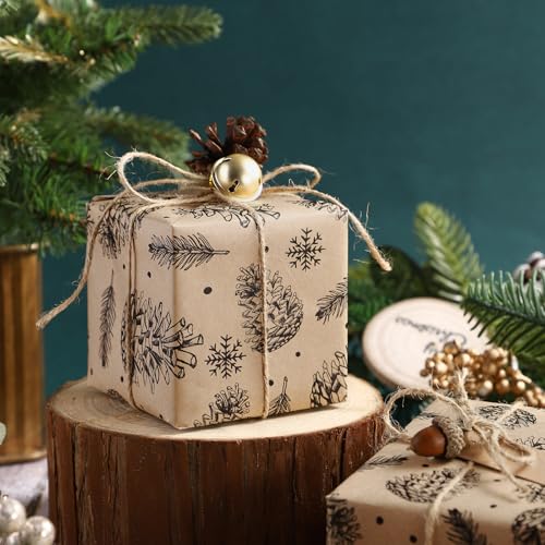 Christmas Wrapping Paper, Jumbo Roll Kraft Paper - Christmas Tree Design - 30 Inches x 100 Feet L8756