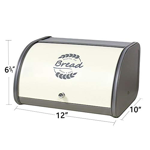 Metal Bread Box with Roll Top Lid Z2588