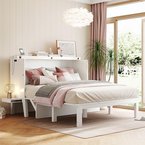Grey Wood Queen Murphy Bed with Desk and Shelves K7727