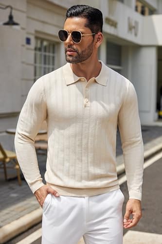Men's Knit Long Sleeve Polo Shirt E765804