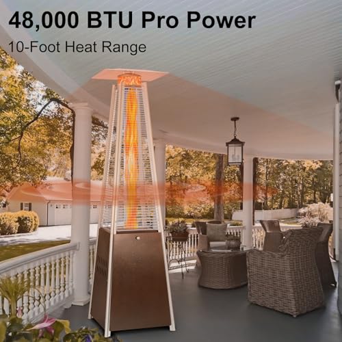 Bronze 48000 BTU Propane Patio Heater with Wheels and Cover X7707