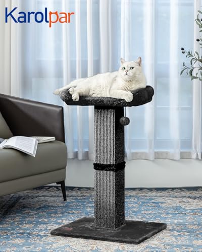 Large Sisal Cat Scratching Post with Plush Perch, Light Grey P593699