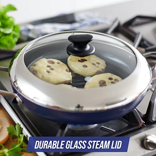 Blue Diamond Diamond Infused Ceramic Nonstick 11" Grill Genie Pan with Lid U212