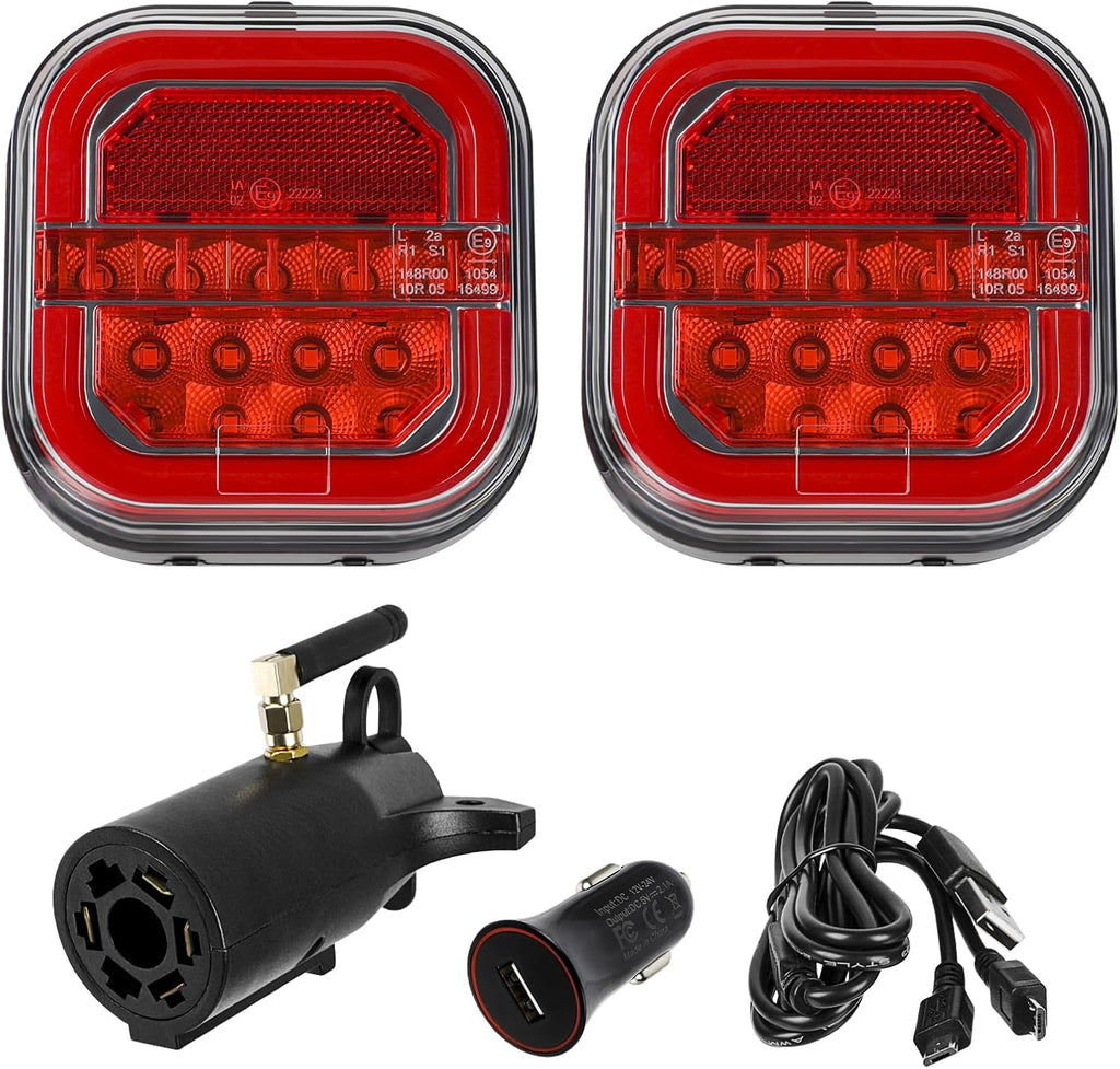 Magnetic Wireless LED Trailer Rear Lights Kit, 2PCS Rechargeable Universal LED Tail Light Kit U43678