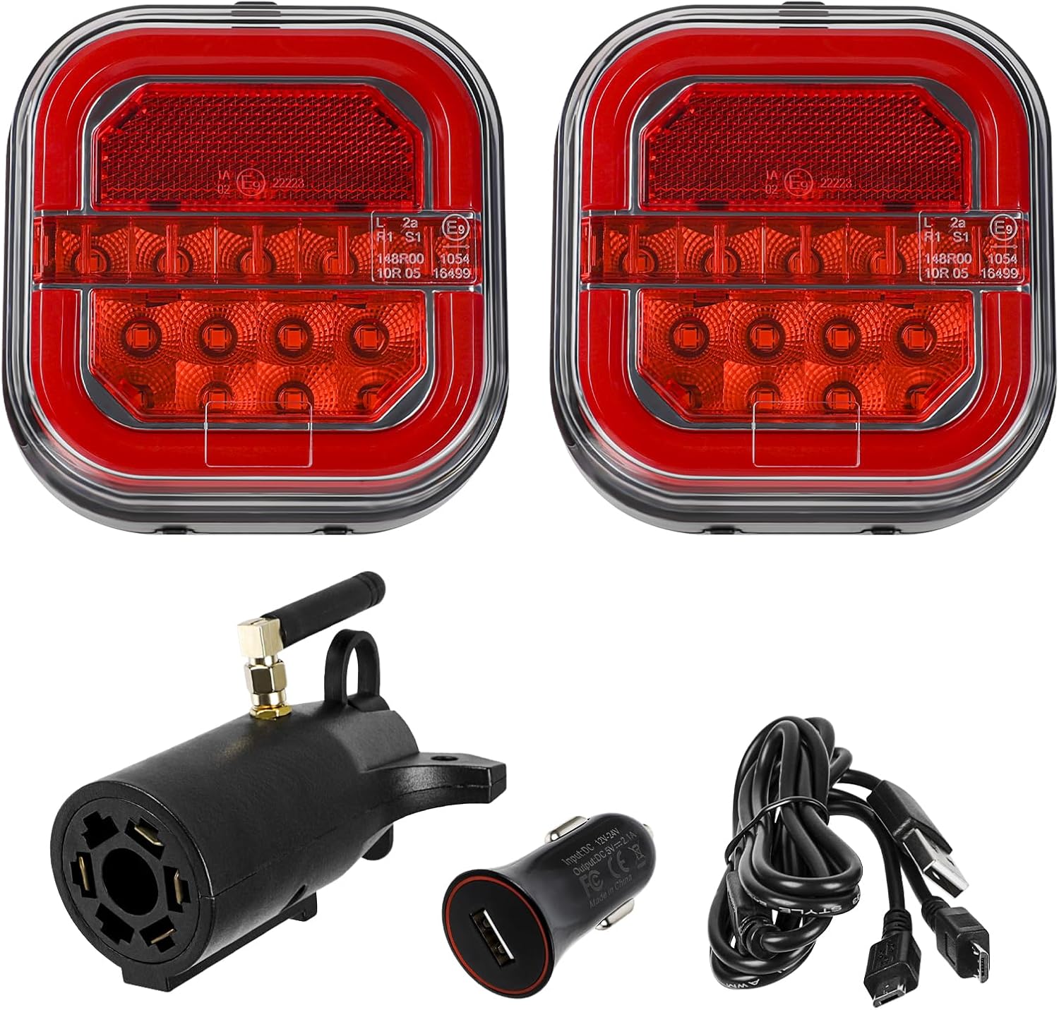 Magnetic Wireless LED Trailer Rear Lights Kit, 2PCS Rechargeable Universal LED Tail Light Kit U43678