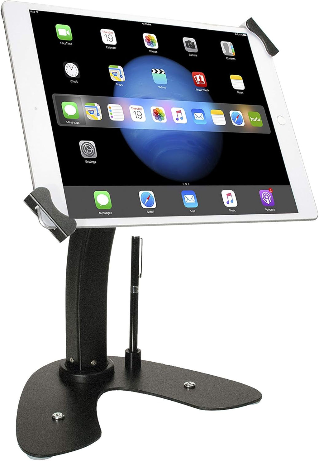 White Dual Kiosk Stand with Locking Case, Cable, Stylus and Tether X4353