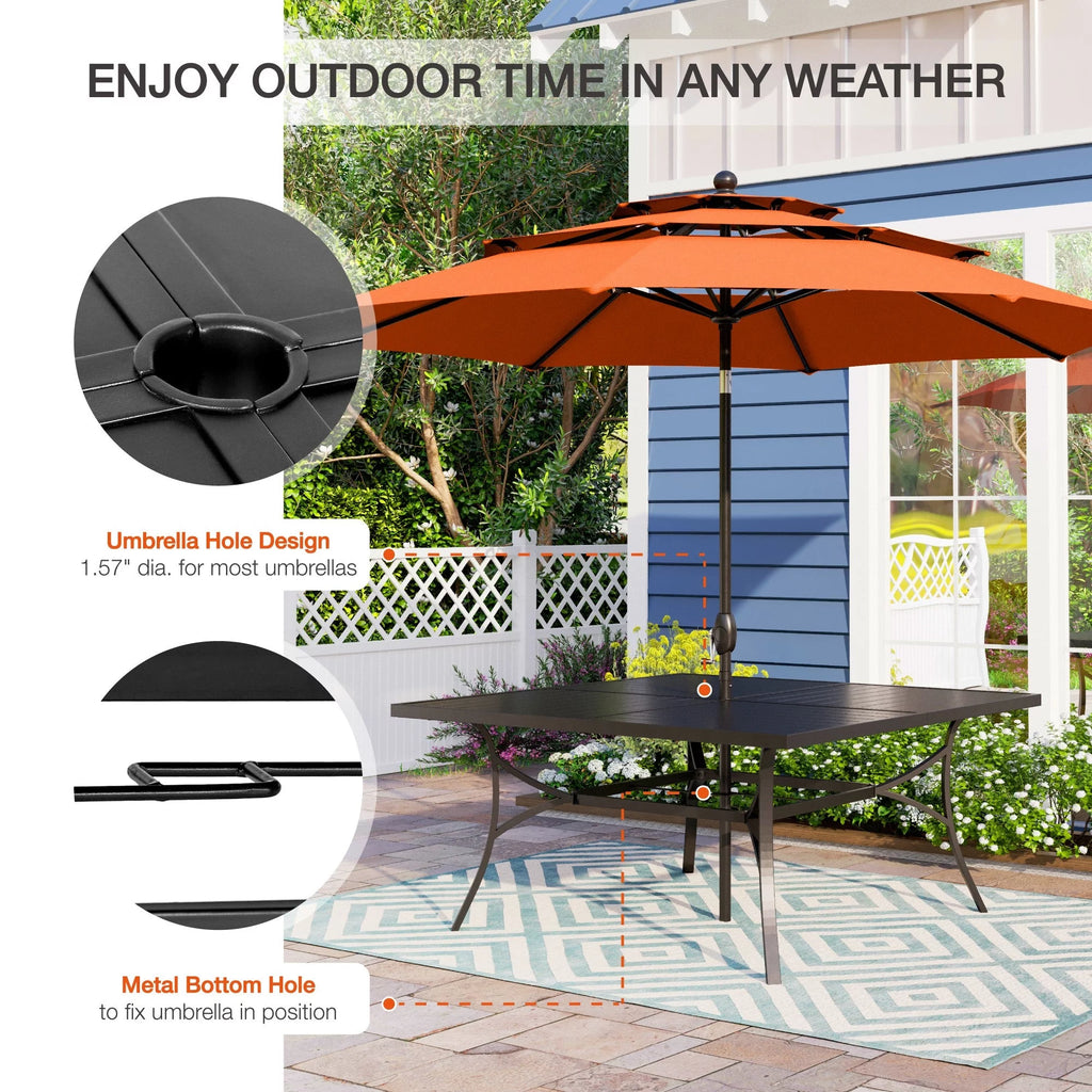 9 Piece Outdoor Metal Patio Dining Set with Swivel Padded Chairs X503758