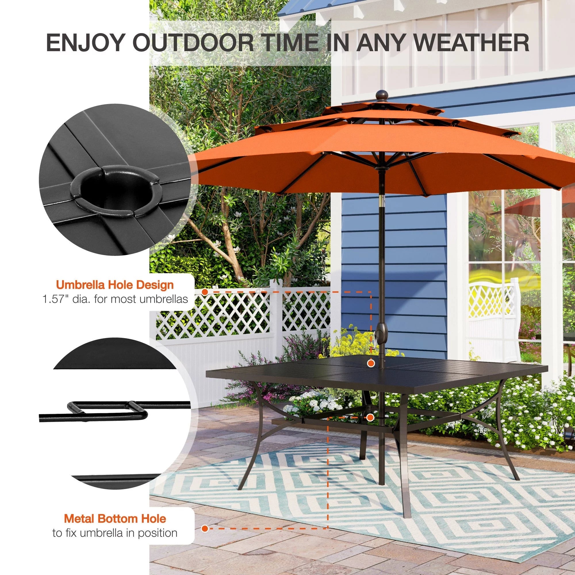 9 Piece Outdoor Metal Patio Dining Set with Swivel Padded Chairs X503758