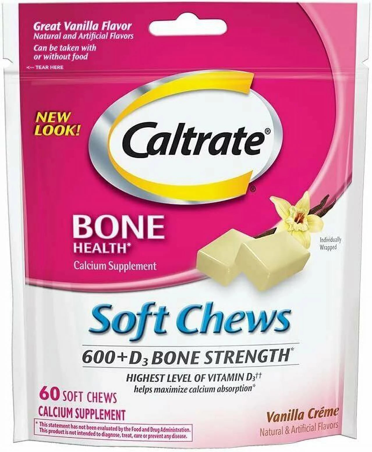 5 Pack Calcium Vitamin D Soft Chews Vanilla Creme 60 Each S618